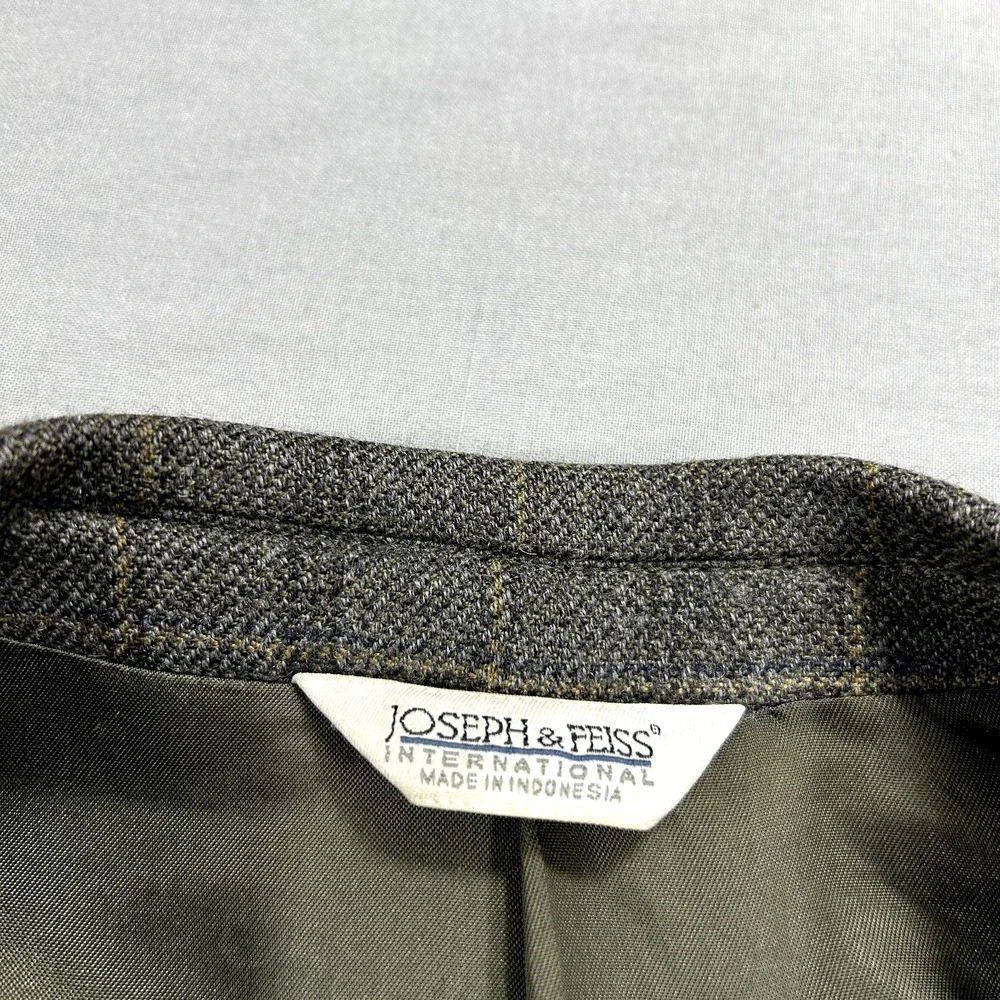 Joseph & Feiss Blazer Mens‎ 42S Brown Plaid Lambswool Suit Sport Coat Jacket